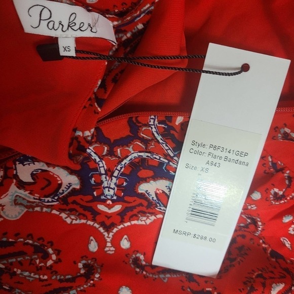 Parker Red Silk Halter Neck Fit & Flare Dax Mini Dress XS NWT - Picture 8 of 9